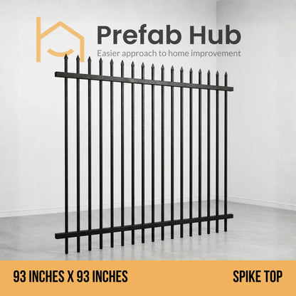 8 ft. Heavy Wrought Iron Fence Galvanized & Powder Coated - 8 ft x 8 ft panel (Spike Top)