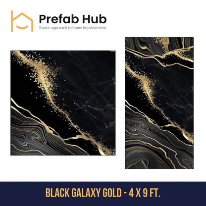 PVC Marble Sheet Panels – Black Galaxy Gold