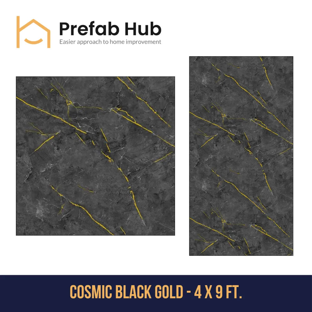PVC Marble Sheet Panels - Cosmic Black Gold