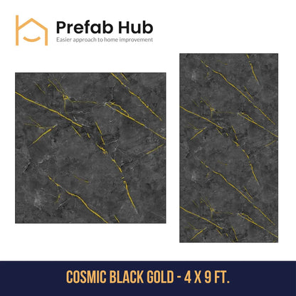 PVC Marble Sheet Panels - Cosmic Black Gold