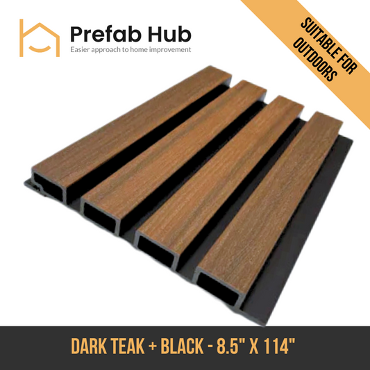 WPC Exterior Slat Wall Panel - Dark Teak + Black