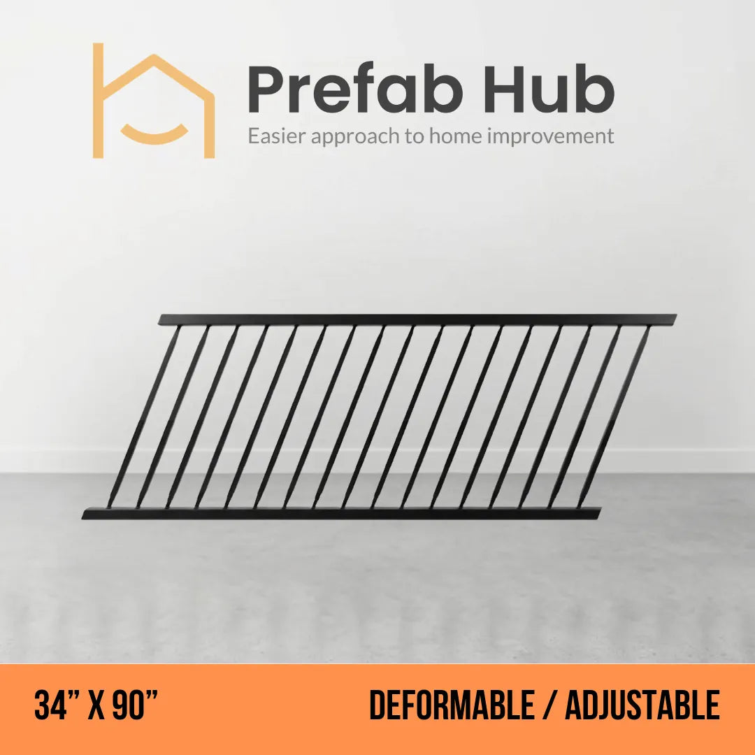 34" x 90" Deformable Wrought Iron Fence Panel – Galvanized & Powder Coated | 34" x 90" | Adjustable / Rakeable Panel (Flat Top)