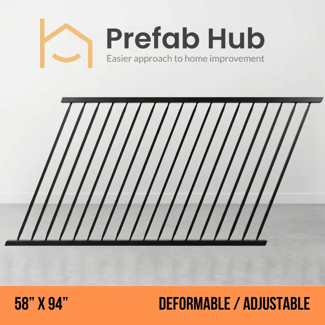 58" x 94" Deformable Wrought Iron Fence Panel – Galvanized & Powder Coated | 58" x 94" | Adjustable / Rakeable Panel (Flat Top)