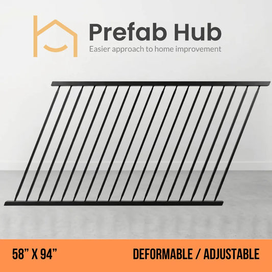58" x 94" Deformable Wrought Iron Fence Panel – Galvanized & Powder Coated | 58" x 94" | Adjustable / Rakeable Panel (Flat Top)