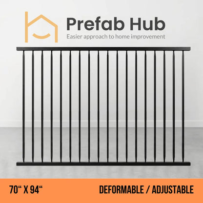 70" x 94" Deformable Wrought Iron Fence Panel – Galvanized & Powder Coated | 70" x 94" | Adjustable / Rakeable Panel (Flat Top)
