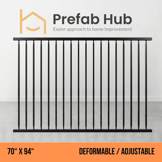 70" x 94" Deformable Wrought Iron Fence Panel – Galvanized & Powder Coated | 70" x 94" | Adjustable / Rakeable Panel (Flat Top)