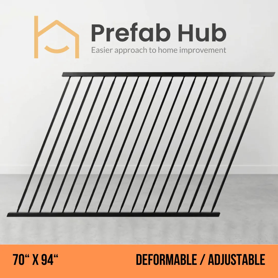 70" x 94" Deformable Wrought Iron Fence Panel – Galvanized & Powder Coated | 70" x 94" | Adjustable / Rakeable Panel (Flat Top)
