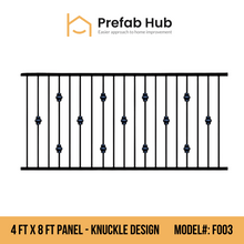 4 ft. Heavy Wrought Iron Fence Galvanized & Powder Coated - 4 ft x 8 ft Panel (Knuckle design)