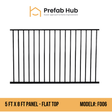 5 ft. Heavy Wrought Iron Fence Galvanized & Powder Coated - 5 ft x 8 ft panel (Flat top)