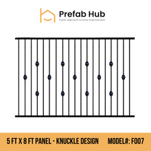 5 ft. Heavy Wrought Iron Fence Galvanized & Powder Coated - 5 ft x 8 ft Panel (Knuckle design)