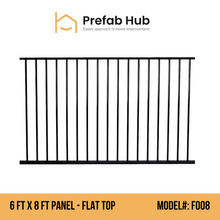 6 ft. Heavy Wrought Iron Fence Galvanized & Powder Coated - 6 ft x 8 ft panel (Flat top)