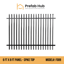 6 ft. Heavy Wrought Iron Fence Galvanized & Powder Coated - 6 ft x 8 ft panel (Spike Top)