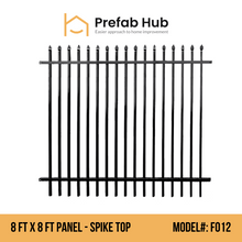 8 ft. Heavy Wrought Iron Fence Galvanized & Powder Coated - 8 ft x 8 ft panel (Spike Top)