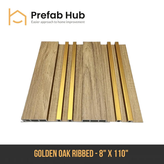 WPC Slat Wall Panel - Golden Oak Ribbed