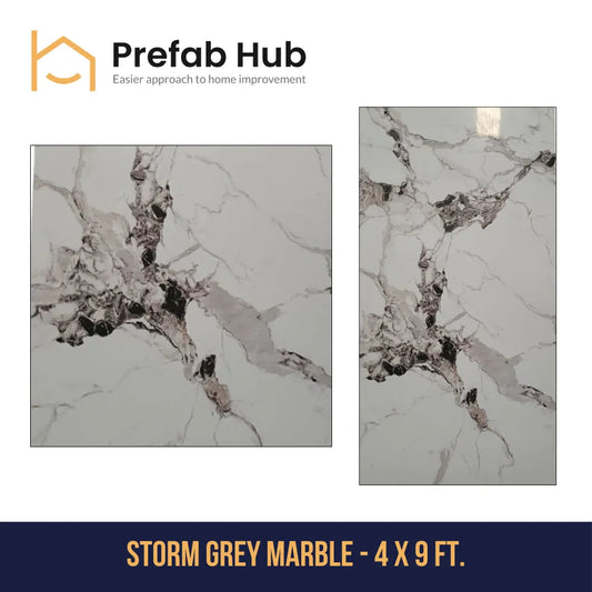 PVC Marble Sheet Panels - Storm Grey Marble