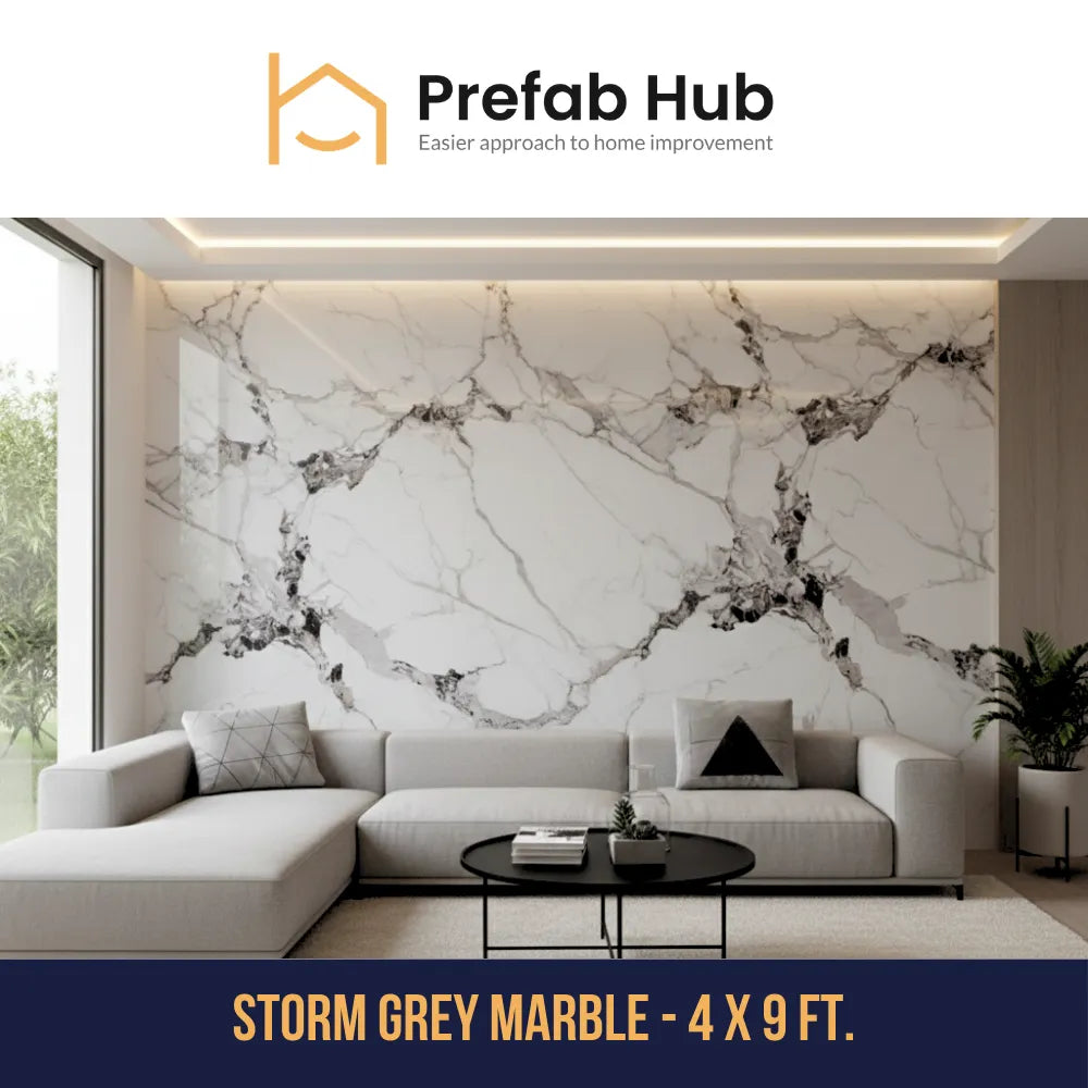 PVC Marble Sheet Panels - Storm Grey Marble