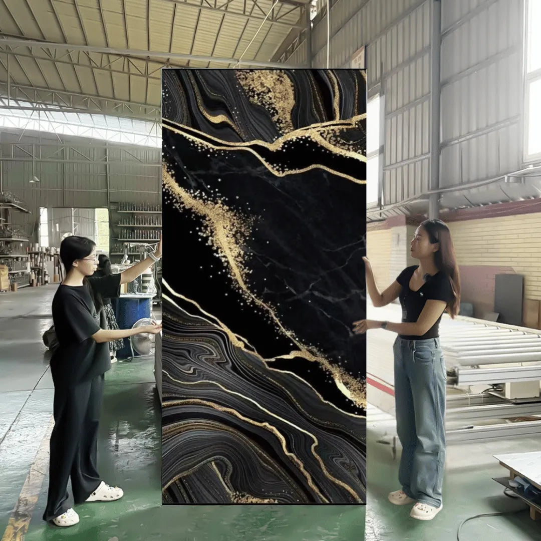 PVC Marble Sheet Panels – Black Galaxy Gold