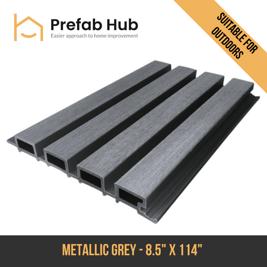 WPC Exterior Slat Wall Panel - Metallic Grey