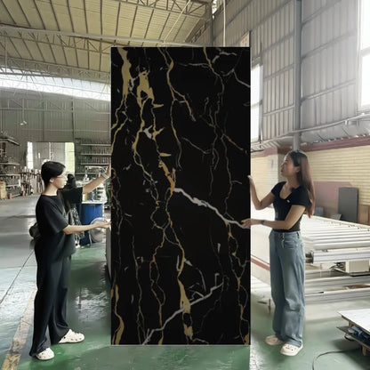 PVC Marble Sheet Panels - Black Gold Marble