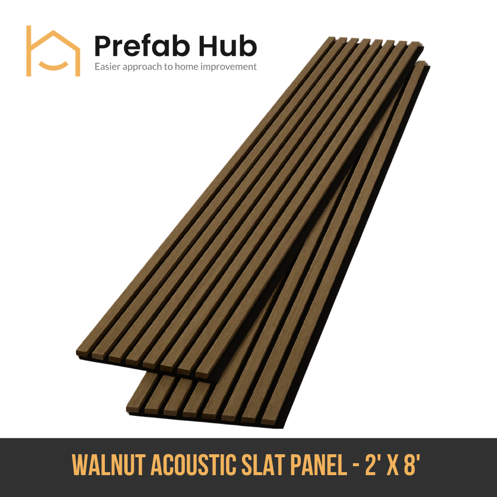 Acoustic Slat Wall Panel - Walnut (2 ft x 8 ft) – Prefab Hub
